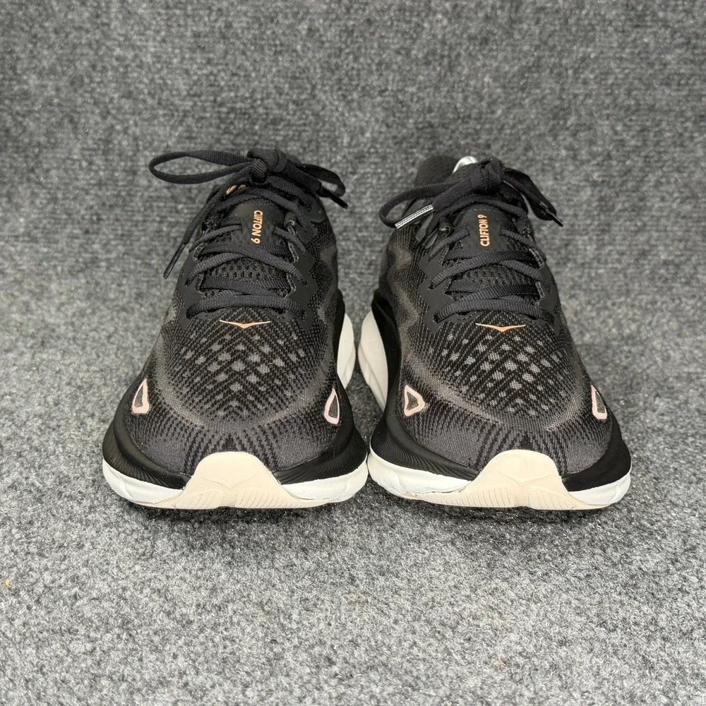 Hoka Clifton 9 Running Shoes Women's 9 Black Rose Gold Athletic‎ Run Training